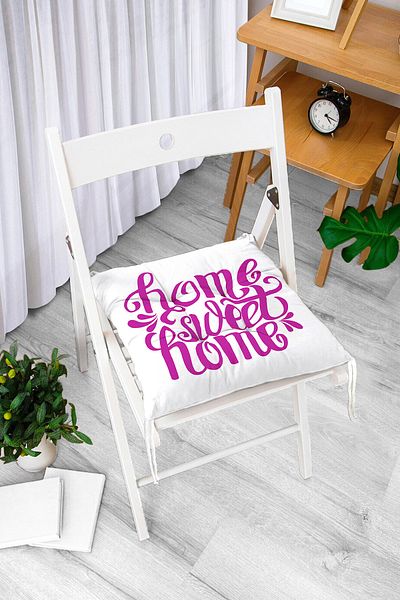 Realhomes Lilac Home Sweet Home Digital Printed Pouf Chair Cushion