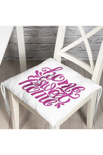 Realhomes Lilac Home Sweet Home Digital Printed Pouf Chair Cushion