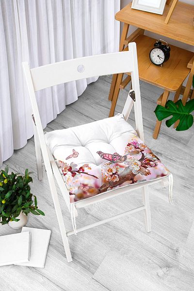 Realhomes Modern Butterfly Digital Printed Fluffy Square Chair Cushion