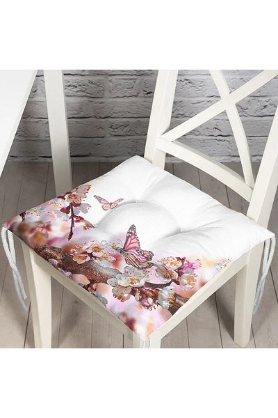 Realhomes Modern Butterfly Digital Printed Fluffy Square Chair Cushion