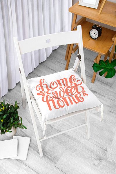 Realhomes Pomegranate Color Home Sweet Home Decorative Printed Fluffy Chair Cushion