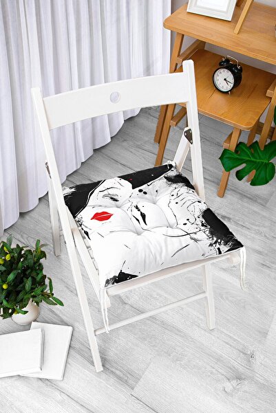 Realhomes Crveni karmin, crno-beli modni motiv devojke, mekani jastuk za stolicu