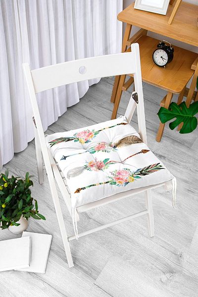 Realhomes Digital Printed Fluffy Chair Cushion with Floral Spear Motif