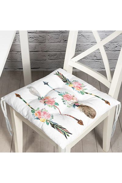Realhomes Digital Printed Fluffy Chair Cushion with Floral Spear Motif