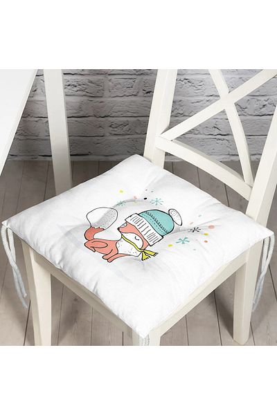 Realhomes Baby Room Pofidik Chair Cushion with Blue Deer Drawing on Pink Background