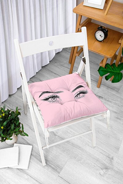 Realhomes Specijalno dizajniran pufasti jastuk za stolicu sa motivom trepavic...
