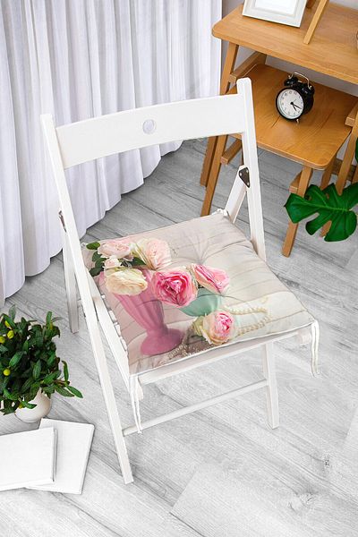 Realhomes Flower Themed Digital Printed Pouf Chair Cushion