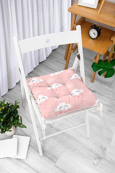 Realhomes Modern Cloud Patterned Digital Printed Modern Fluffy Chair Cushion