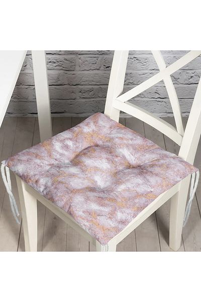 Realhomes Powder Colored Marble Patterned Digital Printed Pouf Chair Cushion