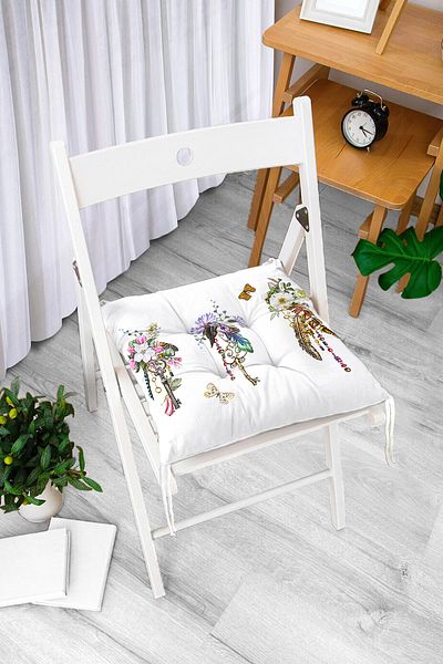 Realhomes Digital Printed Fluffy Chair Cushion with Triple Key Drawing