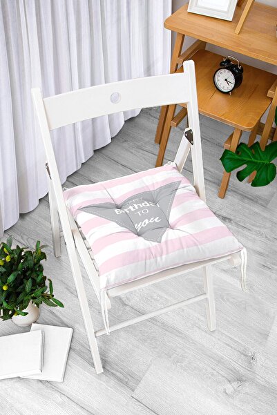 Realhomes Zeleni prugasti jastuk za stolicu u obliku pufa, dizajniran za deči...