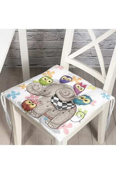 Realhomes Modern Elephant Pattern Digital Printed Fluffy Chair Cushion