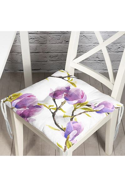 Realhomes Watercolor Floral Patterned Digital Printed Modern Pouf Chair Cushion