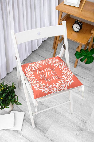 Realhomes Home Sweet Home Digital Printed Fluffy Square Chair Cushion