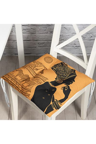 Realhomes African Ethnic Design Digital Printed Puffy Square Chair Cushion