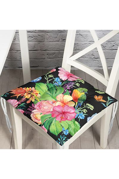 Realhomes Pernă de scaun cu puf cu design special cu motiv de flori și păsări acuarelă