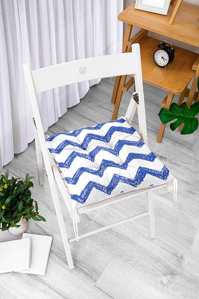 Realhomes Spraying Patterned Zigzag Themed Digital Printed Fluffy Chair Cushion