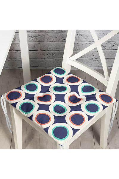 Realhomes Round Patterned Modern Digital Printed Fluffy Square Chair Cushion