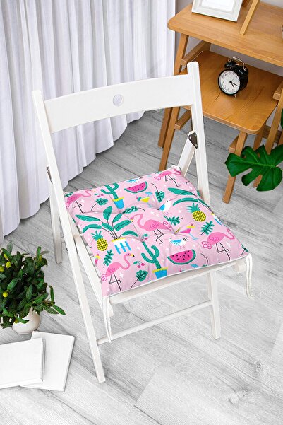 Realhomes Pernă de scaun pufoasă modernă imprimată digital, cu podea roz și design Flamingo