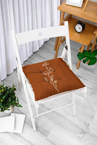 Realhomes Kahve Zemin Minimalist Çizimli Dijital Baskılı Modern Pofidik Sanda...