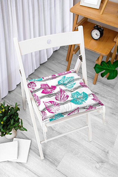 Realhomes Šareni jastuk za stolicu sa digitalnim štampanim uzorkom lišća na b...
