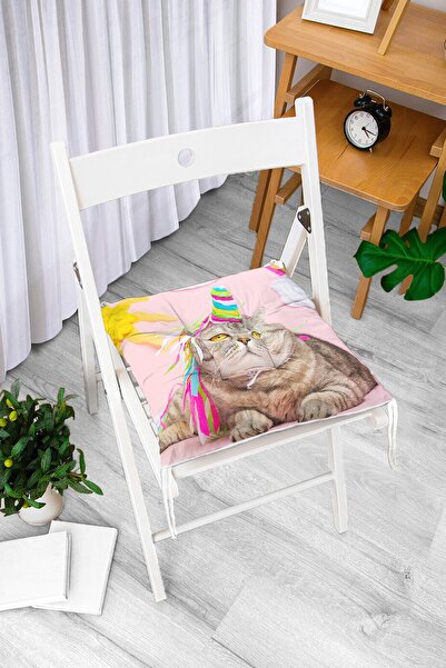Realhomes Slatka jastučnica za stolicu sa digitalnim štampanim uzorkom mačke,...
