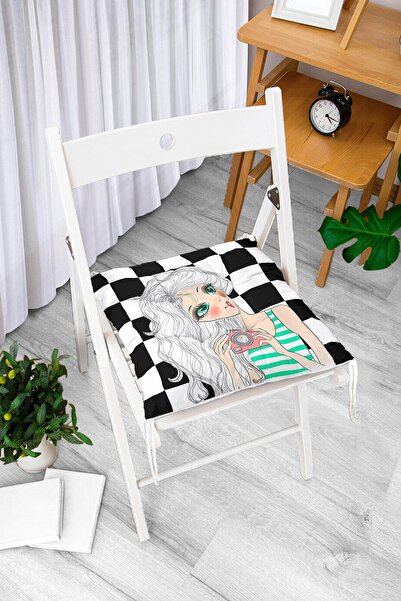 Realhomes Digitalno štampani moderni mekani jastuk za stolicu sa šahovskim uz...