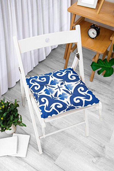 Realhomes Mavi Zemin Üzerinde Çini Desenli Dijital Baskılı Modern Pofidik San...