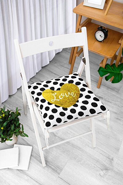 Realhomes Polka Dot zlatni detaljni jastuk za stolicu sa digitalnim štampanim...