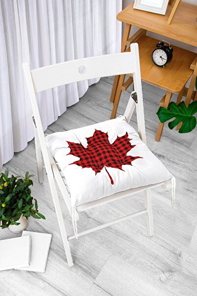 Realhomes Jastuk za stolicu sa digitalnim štampanim lišćem u kariranom uzorku...
