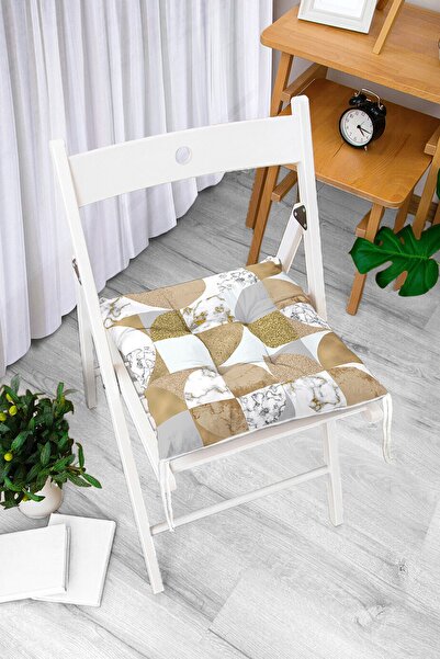 Realhomes Geometrijski jastuk za stolicu sa zlatnim listićima i mramornim uzo...