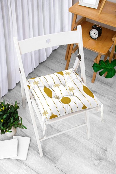 Realhomes Zlatni jastuk za stolicu sa digitalnim štampanjem na temu Nove godi...