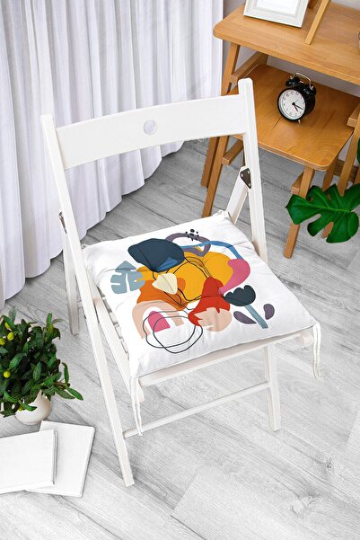 Realhomes Jastuk za stolicu sa geometrijskim uzorkom, crtani, digitalno štampani
