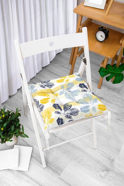 Realhomes Šareni jastuk za stolicu sa digitalnim štampanim uzorkom lišća na b...