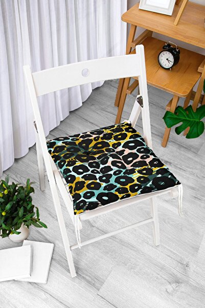 Realhomes Сучасна подушка для стільця з цифровим принтом у вигляді чорного ге...