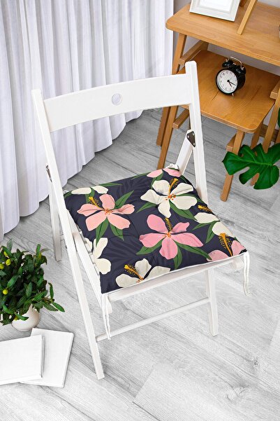 Realhomes Pernă pentru scaun puf modern imprimată digital cu flori cu fundal colorat și desen Onedraw