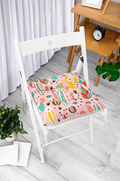 Realhomes Jastuk za stolicu sa digitalnim štampanim uzorkom kaktusa na šareno...
