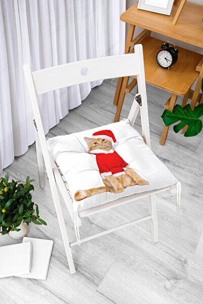 Realhomes Jastuk za stolicu sa digitalnim štampanim mačjim uzorkom i novogodi...