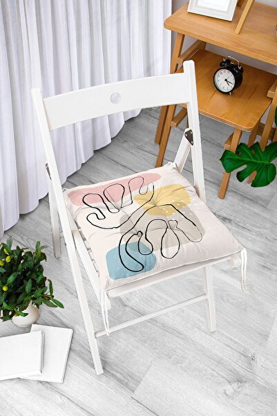 Realhomes Pernă de scaun puf modernă imprimată digital cu desen Onedraw pe fundal colorat