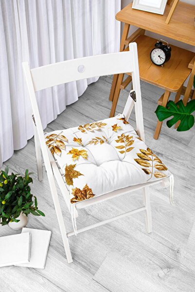 Realhomes 3D zlatno obojeno lišće, moderni pufasti jastuk za stolicu