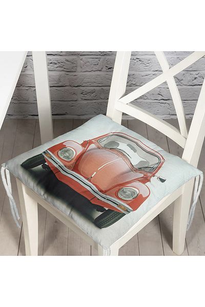 Realhomes Classic Car Retro Motif Digital Printed Modern Fluffy Chair Cushion