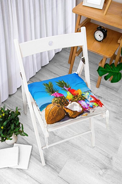 Realhomes Ananasi na plaži, digitalno štampani moderni mekani jastuk za stolicu
