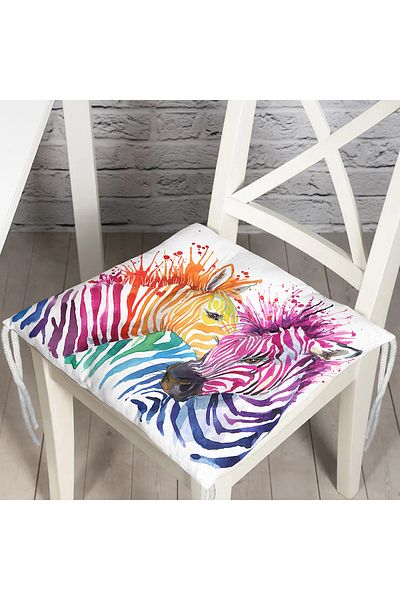 Realhomes Zebra Patterned Digital Printed Fluffy Square Chair Cushion