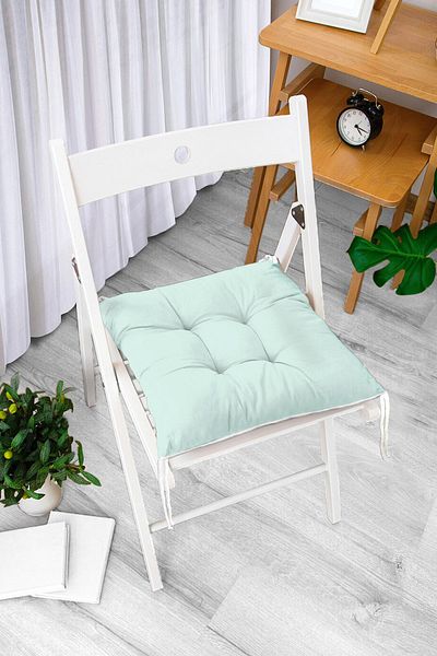 Realhomes Mint Green Colored Digital Printed Fluffy Square Chair Cushion