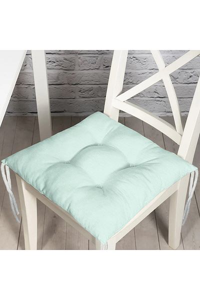 Realhomes Mint Green Colored Digital Printed Fluffy Square Chair Cushion