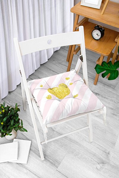 Realhomes Ružičaste horizontalne pruge na beloj pozadini, zlatni detaljni uzo...