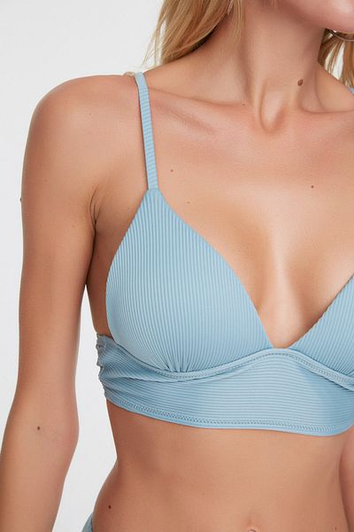 Trendyol Collection Μπλε τρίγωνο Push Up με υφή μπικίνι TBESS21BU0010
