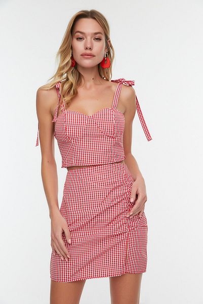 Trendyol Collection Червоний пляжний костюм з тканим низом TBESS21AU0091