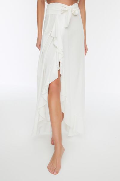 Trendyol Collection Пляжний одяг Екрю максі ткана спідниця кльош TBESS19WV0004