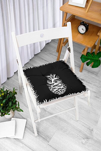 Realhomes Чорно-біла цифрова друкована сучасна подушка для стільця з мотивом ...